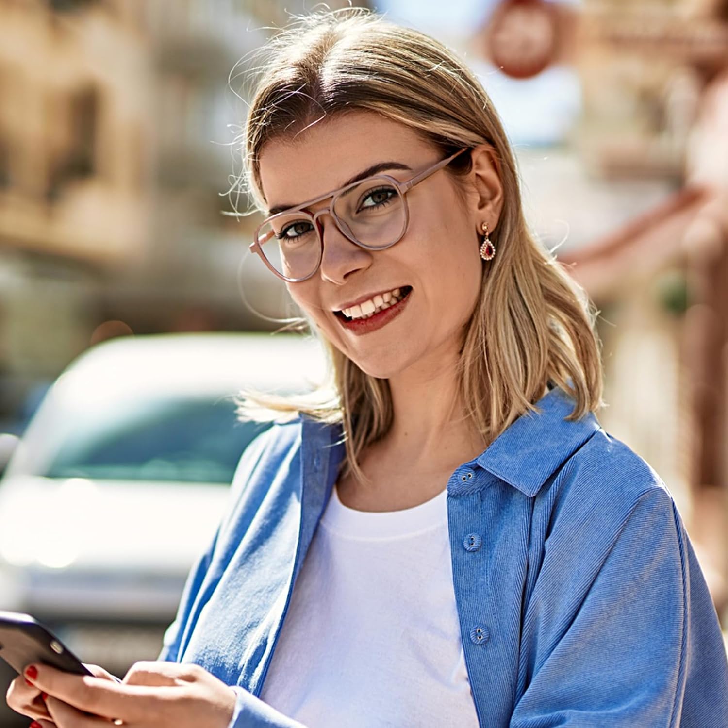 MMOWW 4 Pack Oversized Aviator Reading Glasses for Women Men Retro Double Bridge Pilot Style Blue Light Blocking Readers - Image 2