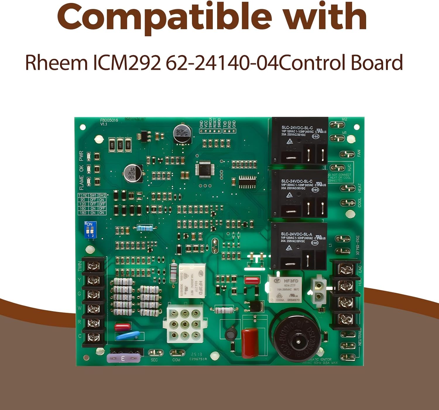 62-24140-04 Furnace Control Board Compatible with Rheem ICM292 Control Board Replacement 24V/115V DSI Ignition Control
