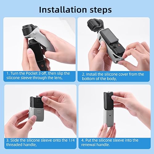 Miniatura 7 de BRDRC Funda de silicona Pocket 3, protector de lente resistente a los arañazos, compatible con DJI OSMO Pocket 3 Creator Combo Accesorios (gris)