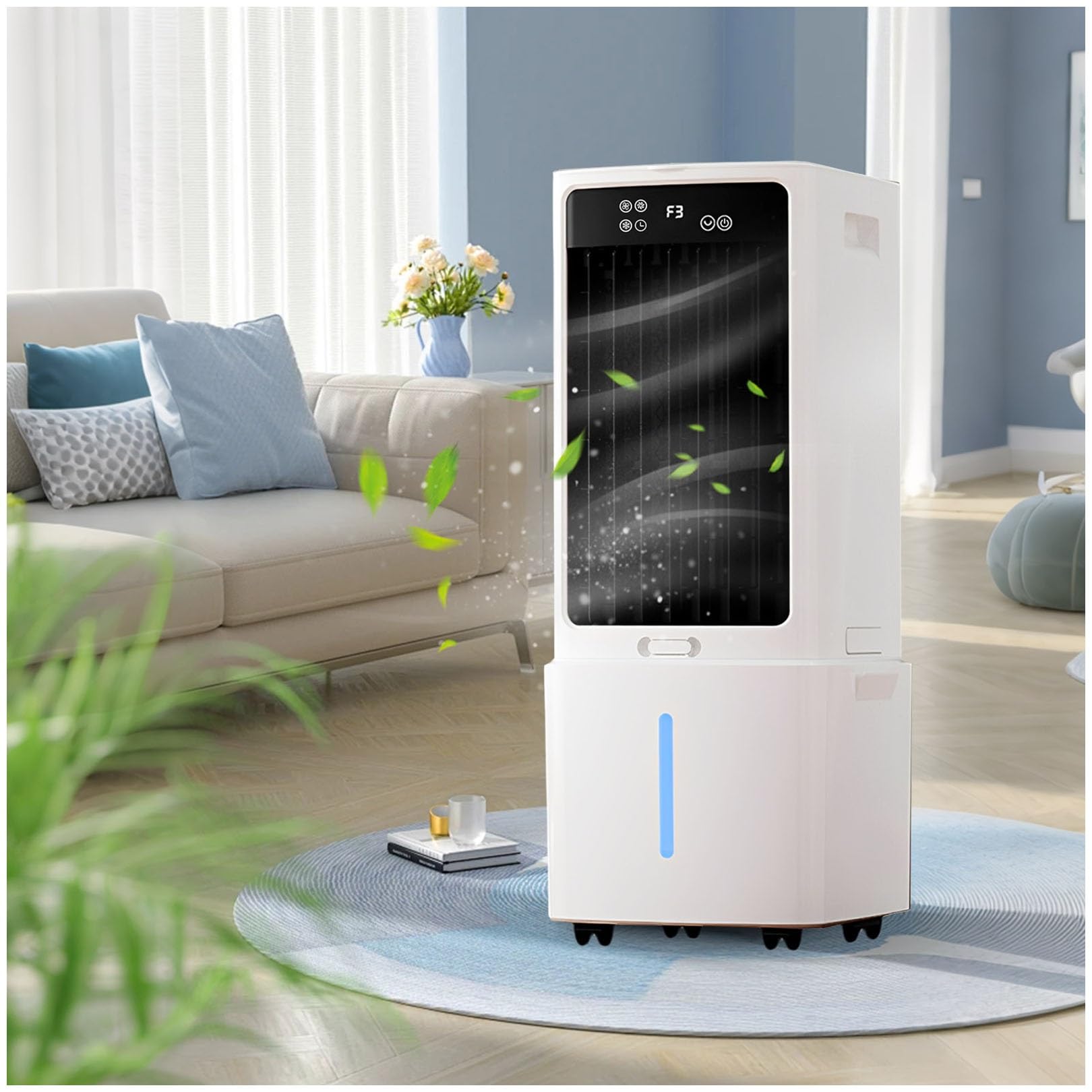Portable Air Cooler, Ventless Evaporative Cooler for Tent, 12L Detachable Tank, 3 Speeds, 120° Swing, Remote, 65W for Camping