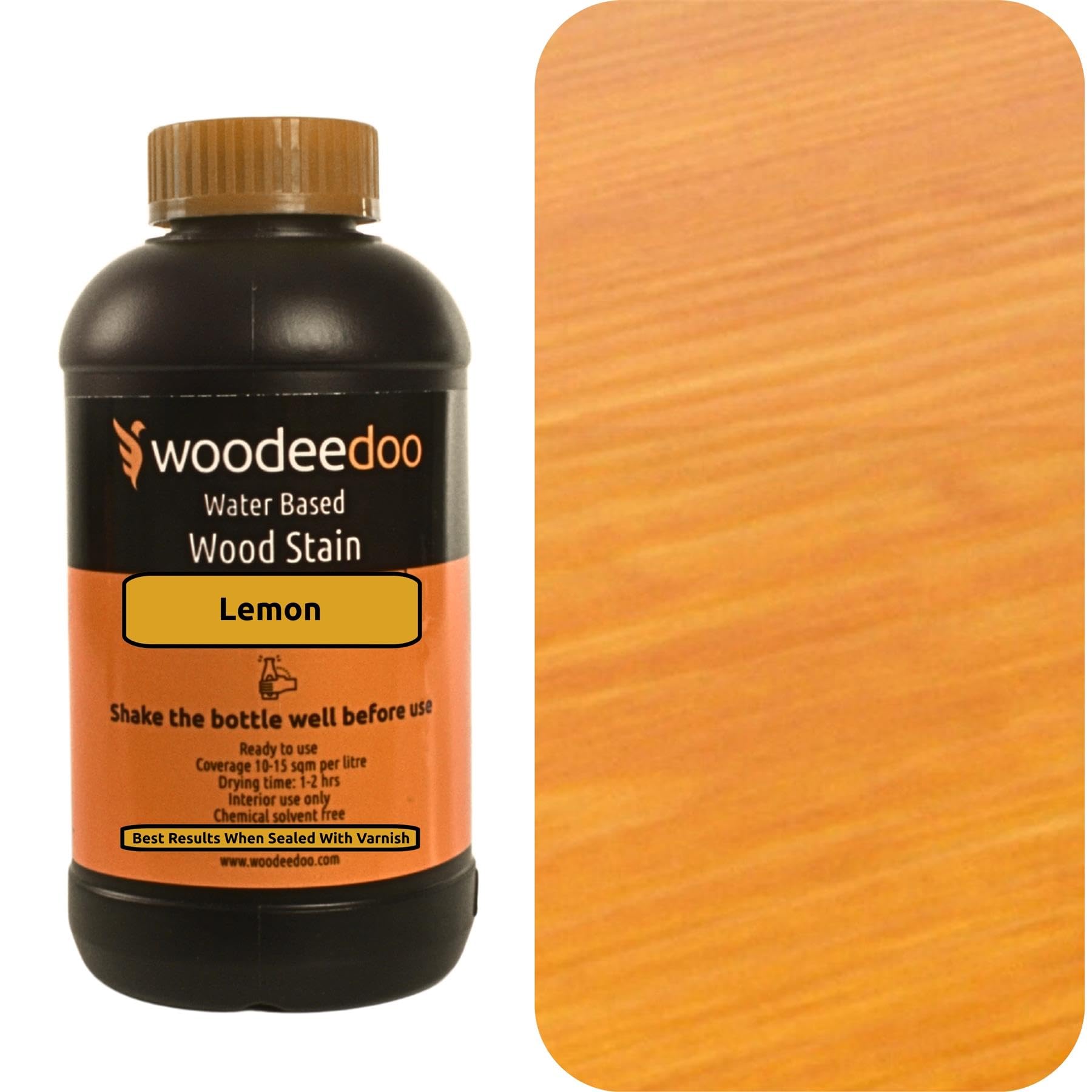 Woodeedoo Lemon Water Based Wood Stain | Wood Dye | Ready To Use | Environmentally Friendly | Solvent Free | Odour Free | 450 Ml |