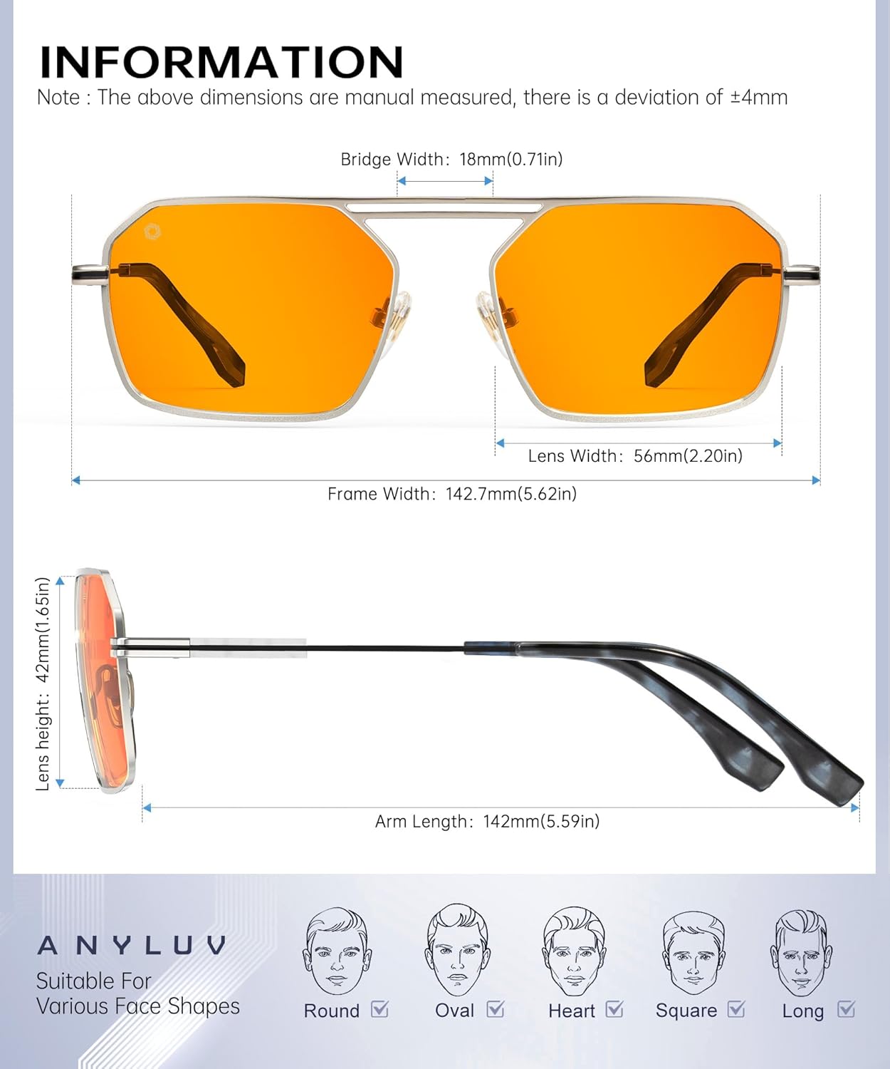 ANYLUV Blue Light Glasses Men Women, Eye Protection Glasses for Gaming, Metal Blue Light Blocking Computer Lens for Men