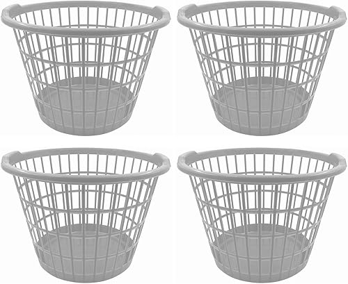 Juego de 4 cestas redondas de plástico ligero (muchos colores), 1 canasta redonda para ropa sucia + regalo (gris) disponible en Yaxa Costa Rica