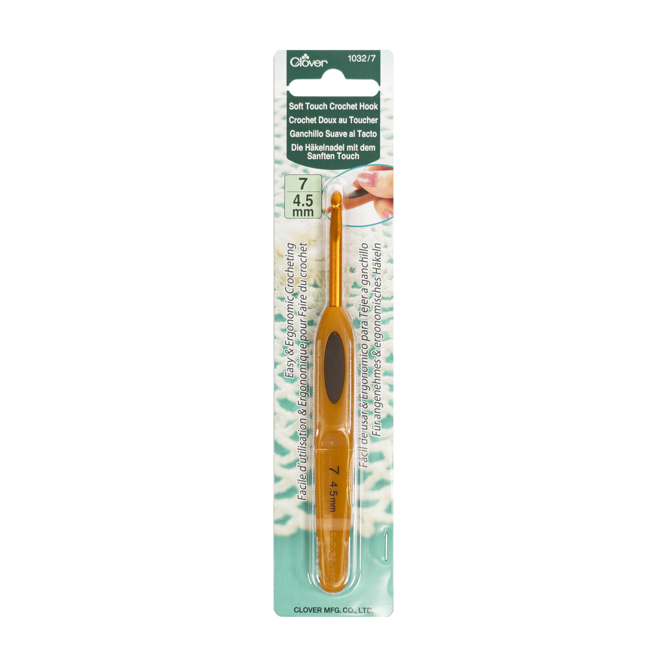 Clover Soft Touch Crochet Hook: 4.50mm, Other, Multicoloured, 4.5mm