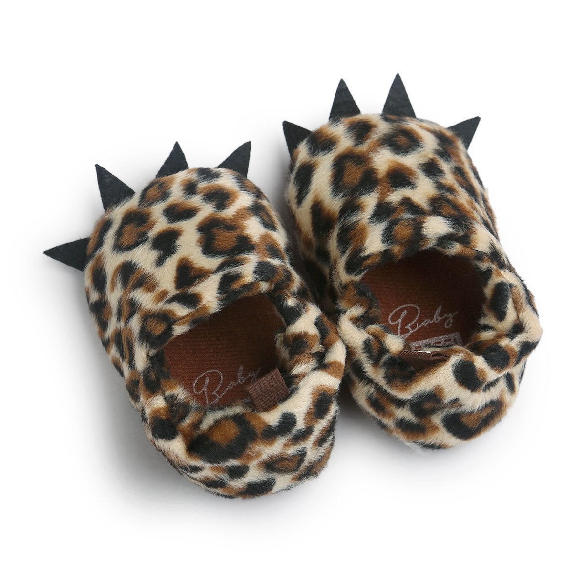 Baby Boys Girls Bear PAW Animal Slipper Boots Toddler Infant Crib Shoes First Walking Prewalker Shoes, Anti-Slip Soft Sole Sneaker, Plush Furry House Slippers for 12-18 Months (Leopard)