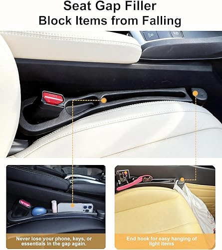 Miniatura 6 de 2 piezas de relleno de espacio para asiento de coche, receptor universal de consola para rellenar el espacio entre el asiento y la consola, evita