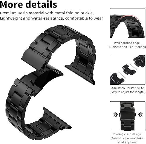 Miniatura 10 de GEAK Correa de resina compatible con Apple Watch de 1.732 pulgadas, 1.654 pulgadas, 1.772 pulgadas, para hombres y mujeres, correa de resina ligera
