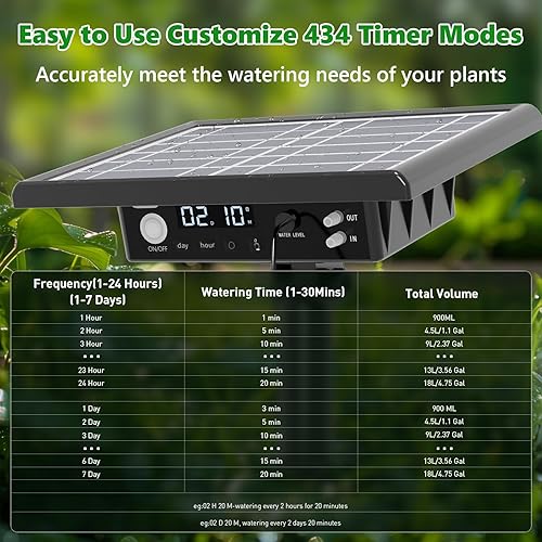 Miniatura 3 de Sistema de riego por goteo solar de 49 pies, sistema de riego de jardín de 30.4 fl ozmin, capacidad más grande de 3 W, 3000 mAh, sistema de riego