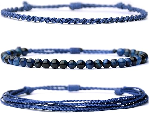 Miniatura 187 de Handmade Natural Stone Beaded Healing Bracelet Gift for Men Adjustable Rope String Bracelet