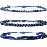 Vista 333 de Handmade Natural Stone Beaded Healing Bracelet Gift for Men Adjustable Rope String Bracelet (picasso jasper, Adjustable)