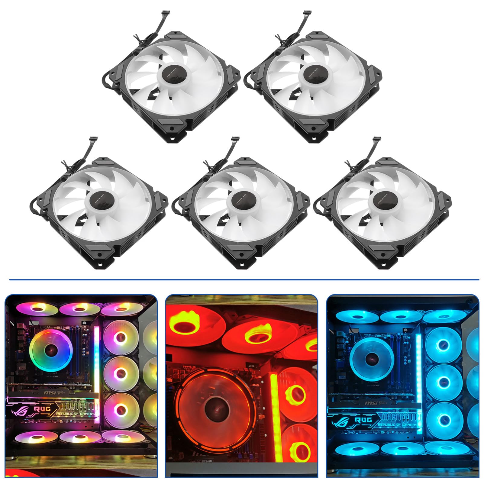 Ventilador en Fiesta Verano para Ordenador de 12cm LED Rgb de Refrigeración con Sistema de Refrigeración y Plástico, Adecuado para Gaming