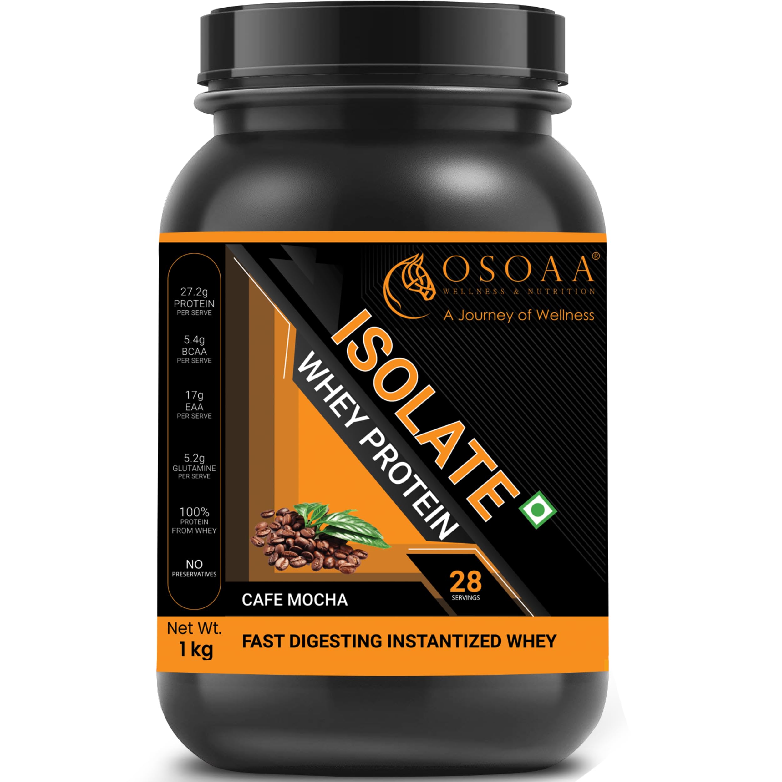 Whey Protein Isolate Powder 1kg, Café Mocha | 27.2g Protein Powder for Muscle Support & Recovery | 100% Authentic Protein Supplement Powder & No Adulteration