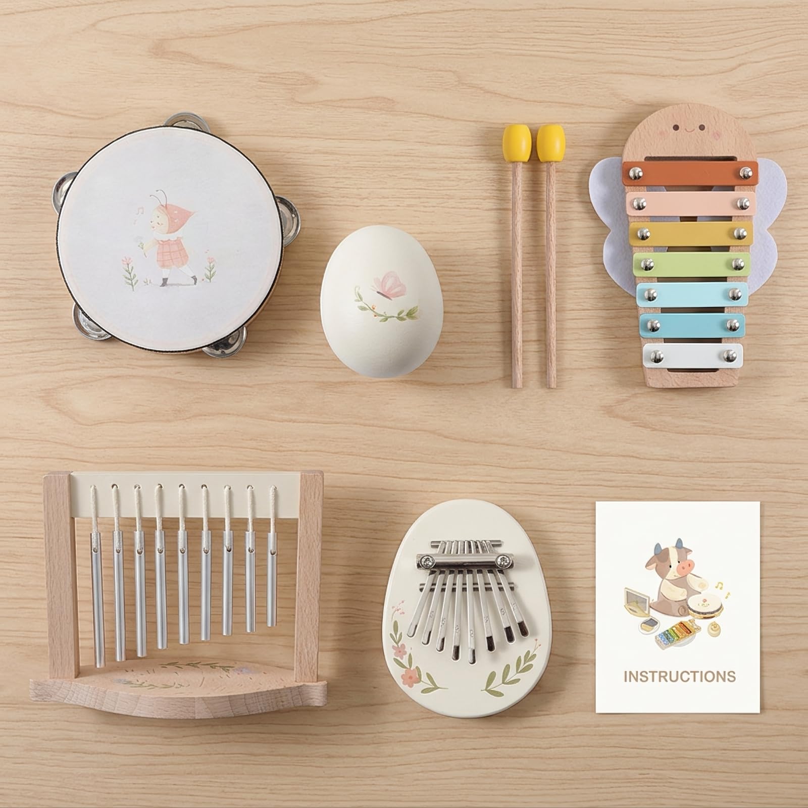 Jeu d’Instruments Musique en Bois | Ensemble Musical, Bords Arrondis, Ensemble Percussion, pr Crèche, Enfants, -s