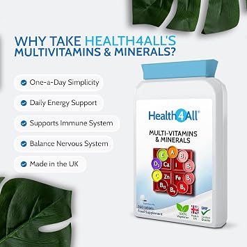 Multivitamins & Minerals One a Day 360 Easy to Swallow Tablets, 100% RDA | 1 Year Supply, Daily Essential Nutrients for Men & Women, Supports Energy, Immunity & Overall Health | Made in UK