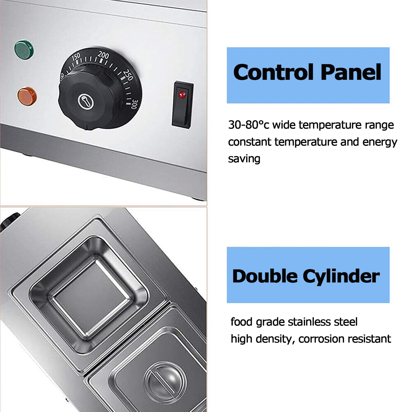 Tempéreuse À Chocolat 800 W avec 2 Cuves, Contrôle Automatique De La Température, Capacité De Fusion De 30 °C À 85 °C, Appareil À Chocolat Chaud Professionnel.,CS-3