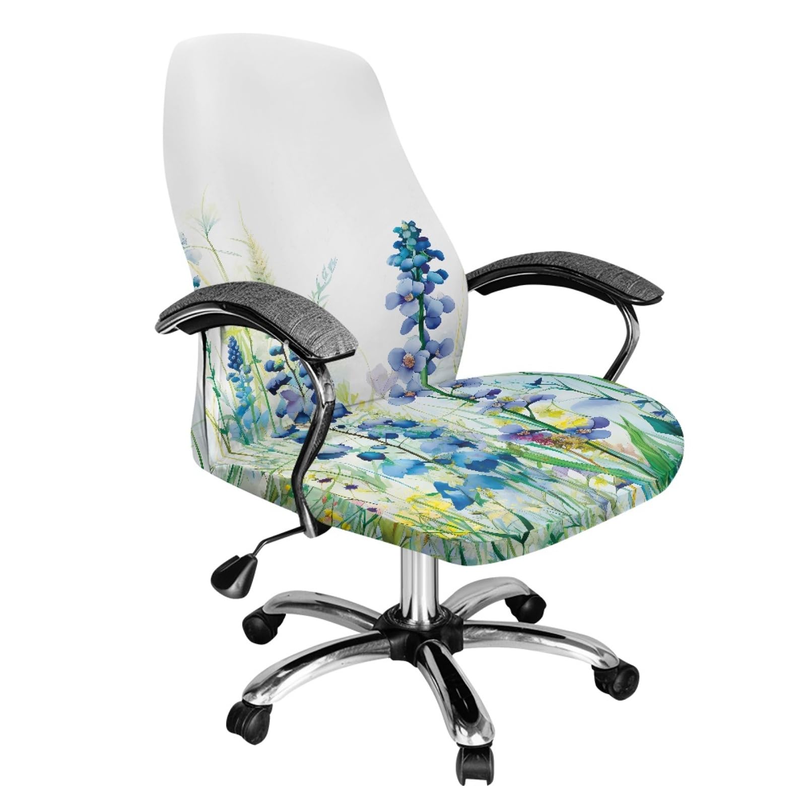NETILGEN Floral Office Chair Cover Universal Desk Rotating Chair Covers High Back Computer Chair Protector Cover Executive Boss