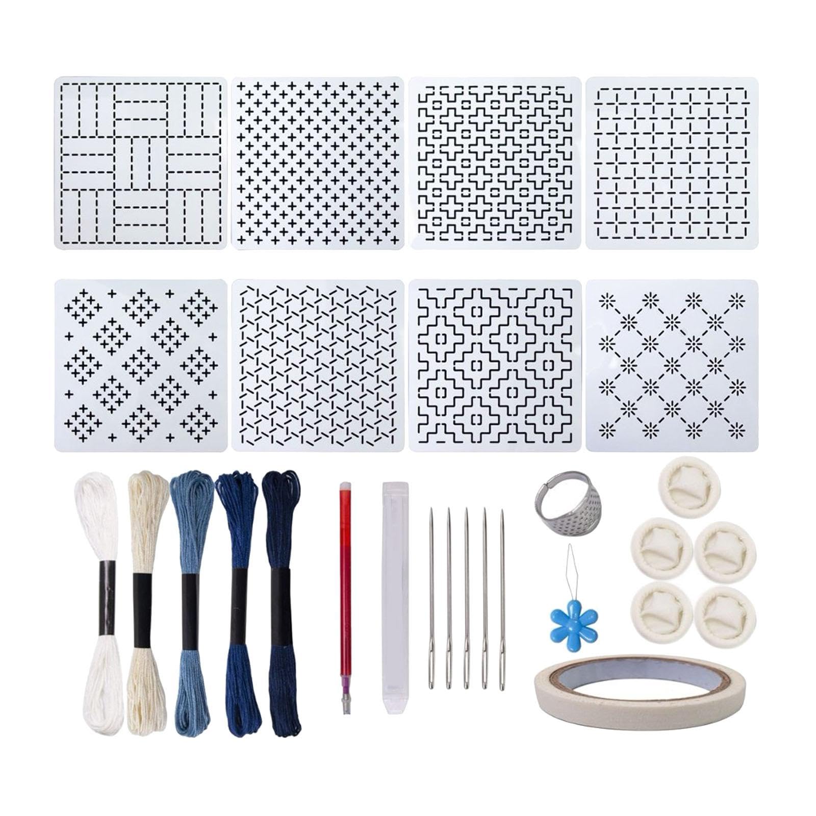 Sashiko Stencil Set Mending Crafts Craft Supplies Geometric Quilting Stencil 12x12cm|Crafts| Needlecrafts & Yarn| Embroidery & Cross Stitch| Hand Embroidery Kits| Cross Stitch Kits-image-31