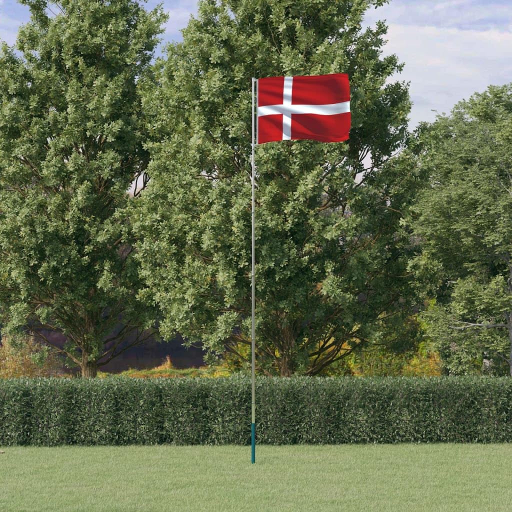 Drapeau du Danemark et mât 5,55 m en aluminium INLIFE pour extérieur