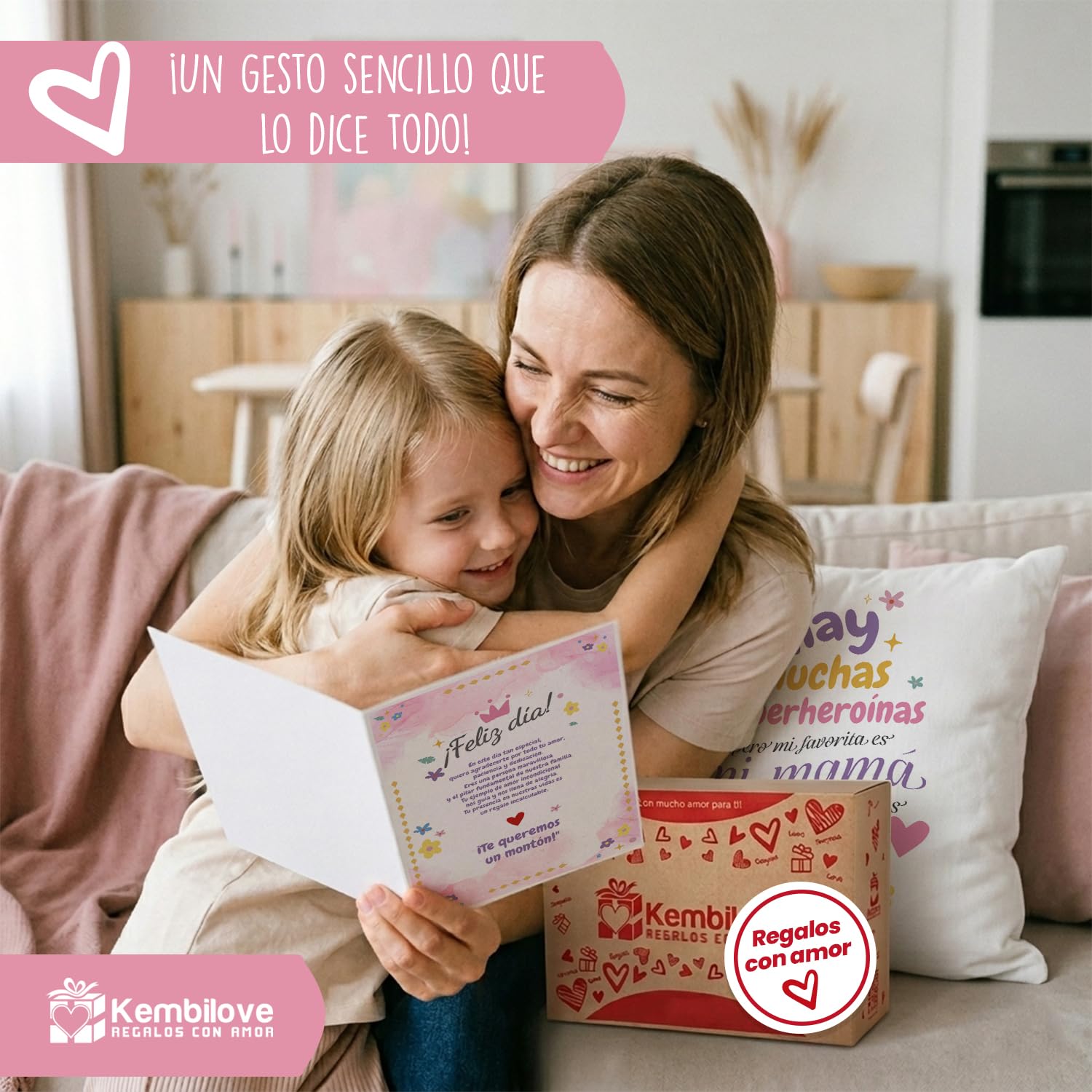 Kembilove® Pack Regalo Mamá – Kit con Taza, Cojín y Bolsa – Regalo Original para Madre Cumpleaños Día de la Madre – Caja Regalo con Tarjeta — view 6
