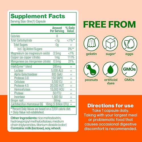 Miniatura 4 de Culturelle Hinchazón y defensa de gases, enzimas digestivas y probióticos para la salud digestiva, 30 cápsulas, apoya la indigestión ocasional y las