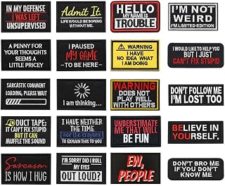 Bundle 20 PCS Funny Sayings Patches Set, Tactical Morale Fun Biker Emblem Embroidery Hook and Loop Applique Badge for Clot...