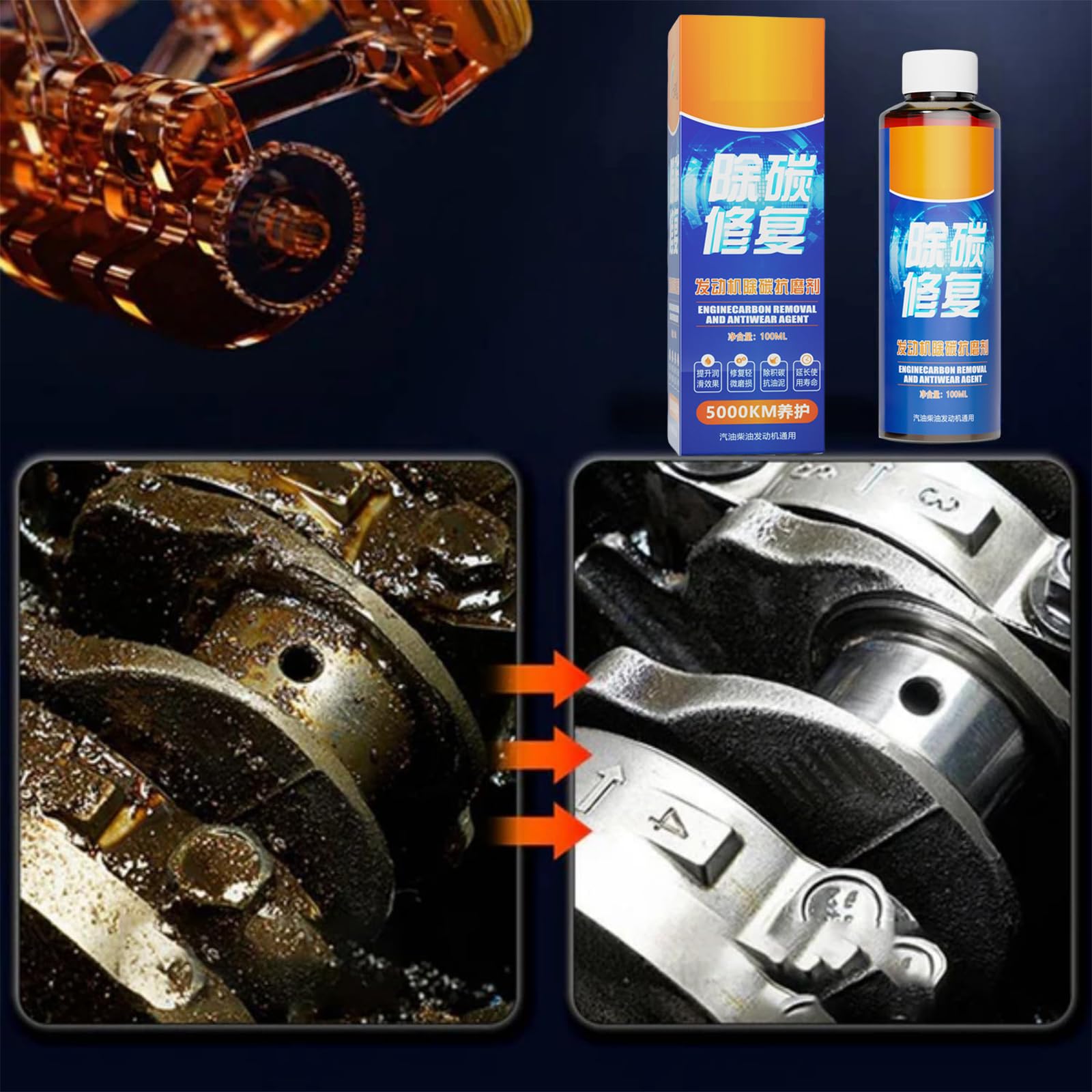 Engine Carbon Removal Repair Agent, Aneedtools Highly Effective Engine Anti-Wear Protectant, Noise Reduction and Anti-Shaking, Improving Fuel Efficiency and Power. (3pcs)