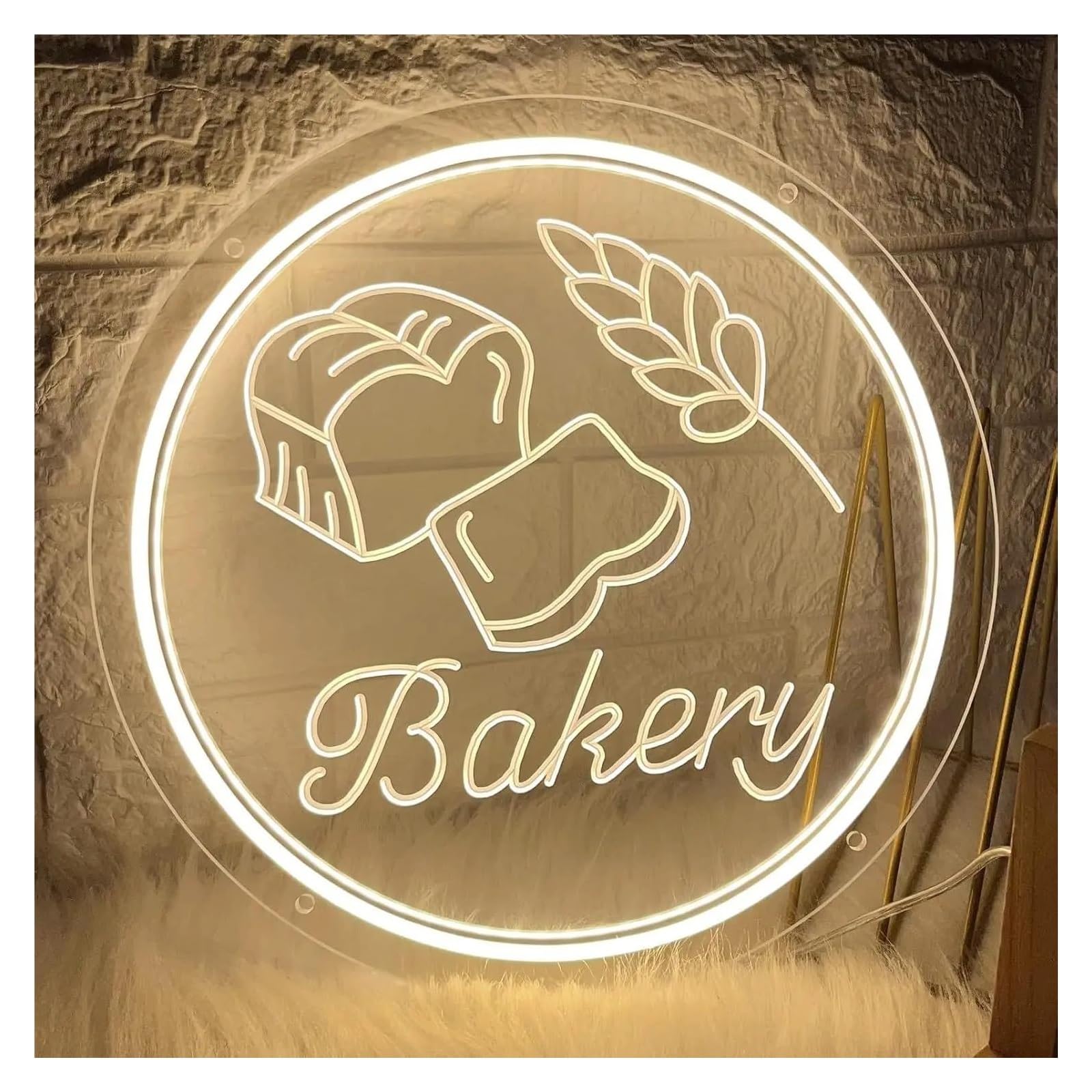 LEMST Sign Lamp Bakery Neon Light USB Powered, with Dimmer, Adjustable Brightness, Perfect for Kitchens, Cafes, Bakery Shops 30x30cm