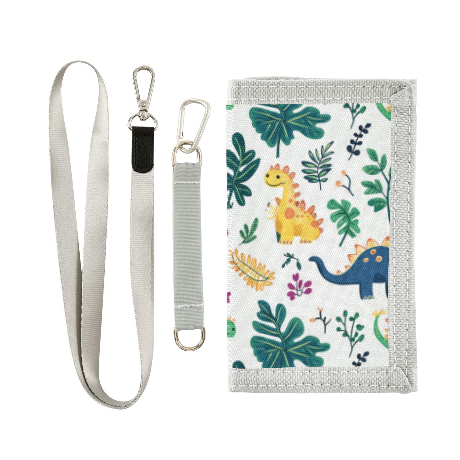 Wusikd Cute Dinosaur Kids Wallet for Boys Girls Leaves Plam Toddler Trifold Wallet Novelty Wallet for Teens Women Men