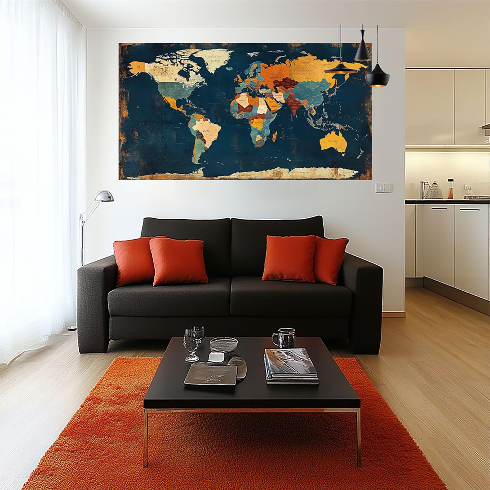 Diament Malarstwo Dorośli Mapa Świata Diamenty Mapa Mapa Diamentów Malowanie Diamentowe DIY Dorośli Zestaw Haft Krzyżowy, Diamentowy Rysunek Wystrój Domu 120 x 60 cm Model00933