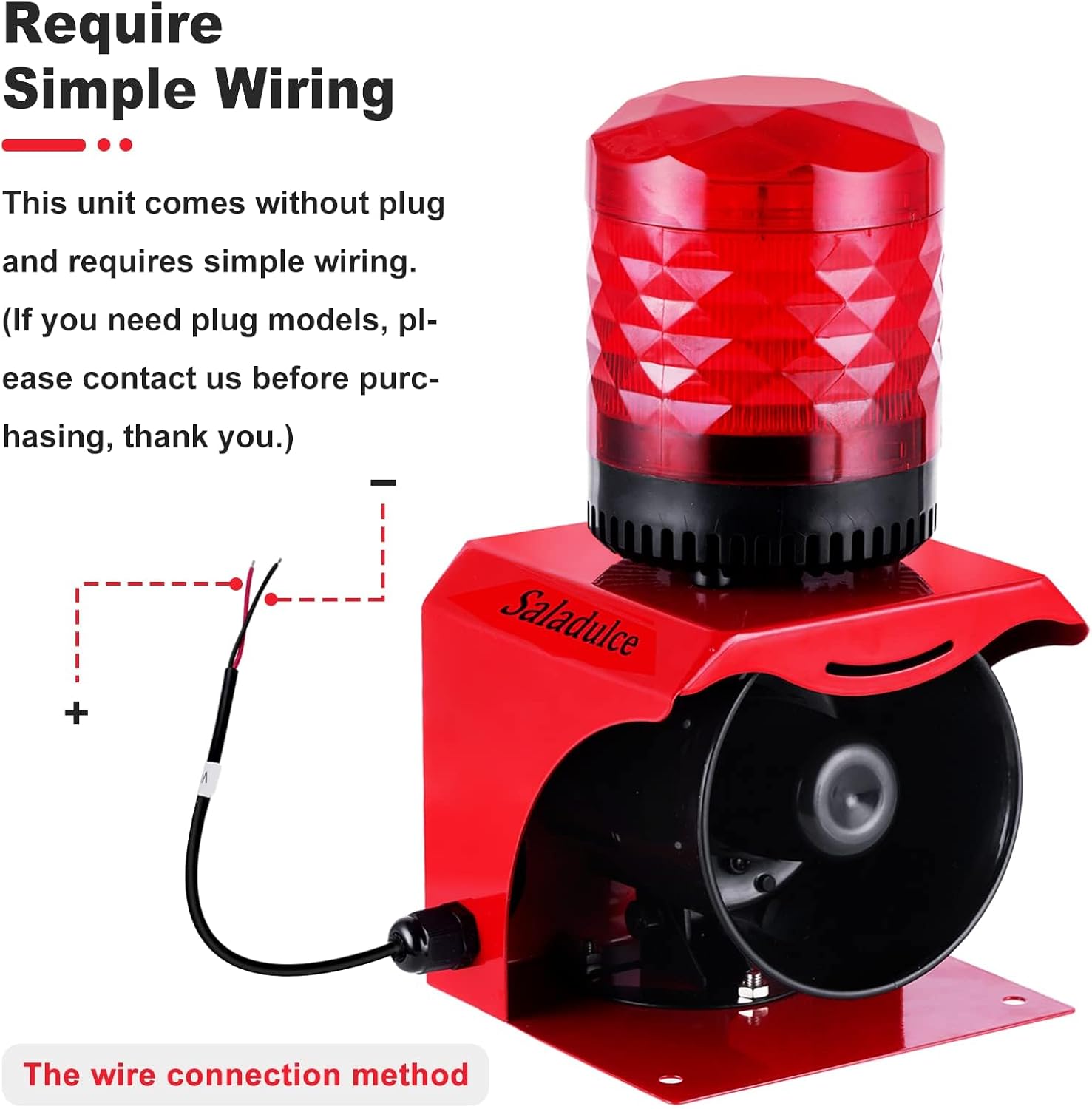 120dB Industrial Siren Alarm with Adjustable Volume & Tone, IP65 Waterproof Outdoor Sound & Light Alarm, Remote Control, DC 12V-24V Emergency Alert System