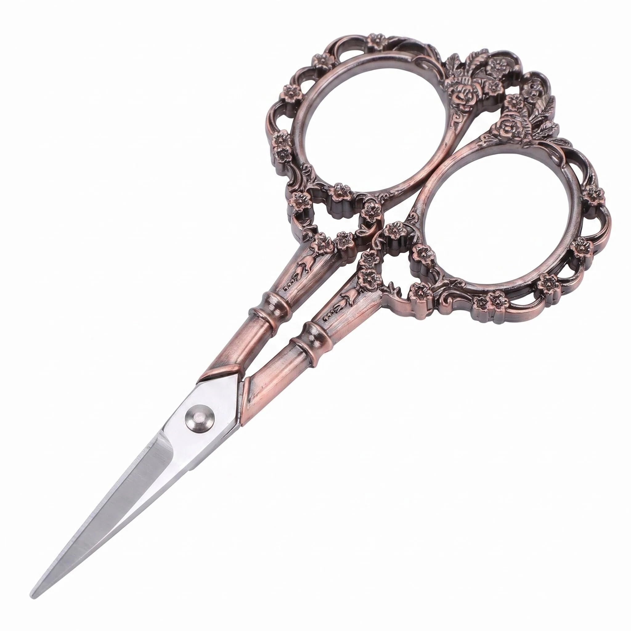 Bihrtc Copper Vintage European Style Plum Blossom Scissors For Embroidery, Sewing, Craft, Art Work & Everyday Use (Copper)