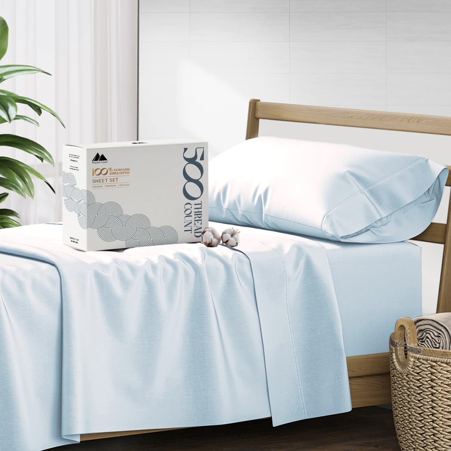 Ensemble de draps bleu Cloe. Lit de 160 cm. 16h | Leroy Merlin