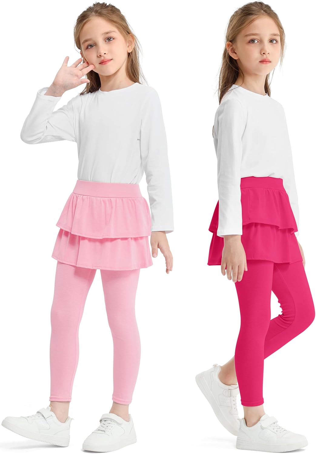 Cooraby Girls Leggings School Uniform Pants Stretchy Skirt Leggings Comfortable Soft Pants for Girls 2-14 Years Cooraby Girls Leggings School Uniform Pants Stretchy Skirt Leggings Comfortable Soft Pants for Girls 2-14 Years