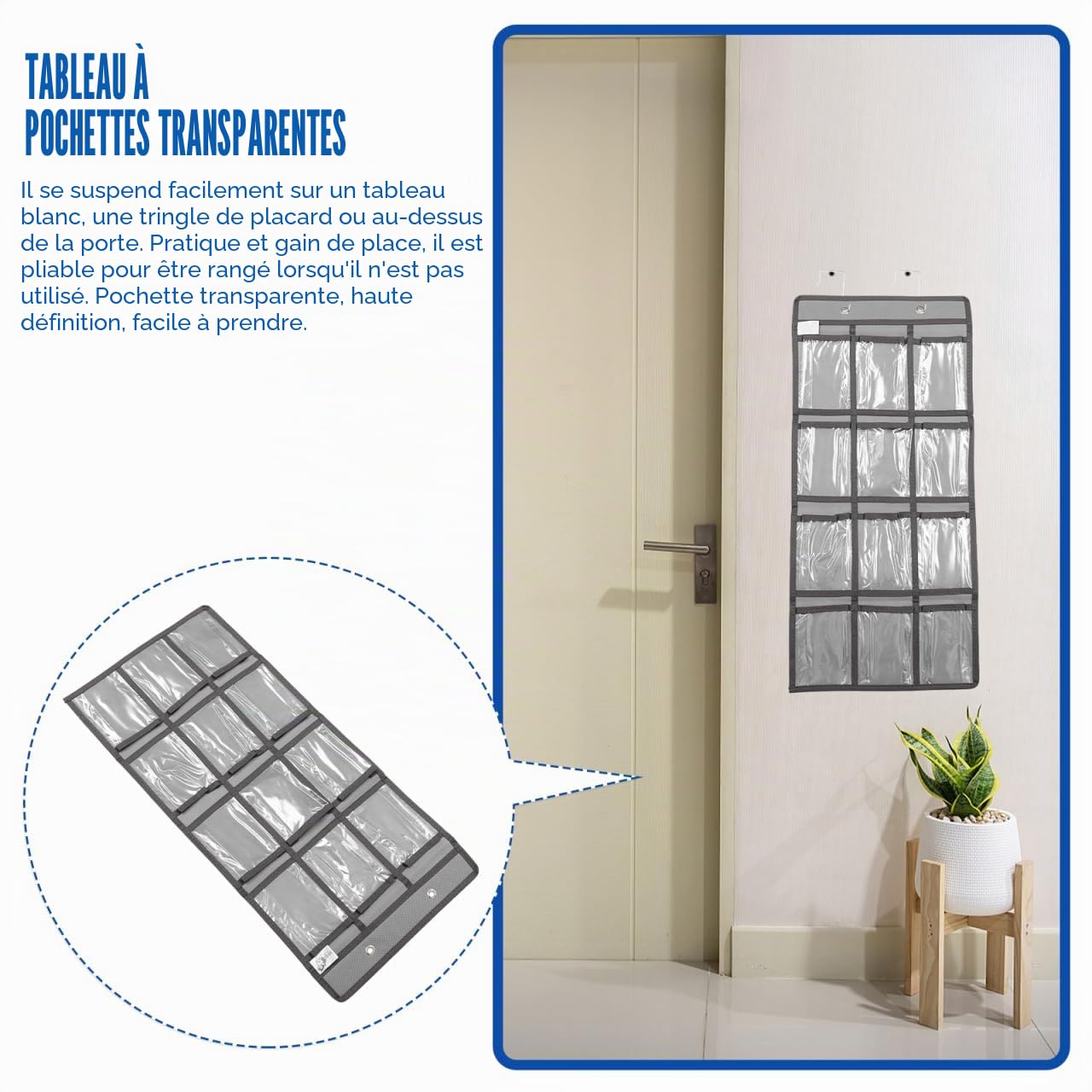 Hemobllo Organisateur Rangement Mural Transparent Pochette Rangement Mural École 12 Poches 65.50 X 31.00 X 0.50 Cm Pour Téléphones Mobiles Calculatrices Bijoux Accessoires Chambre Et Bureau