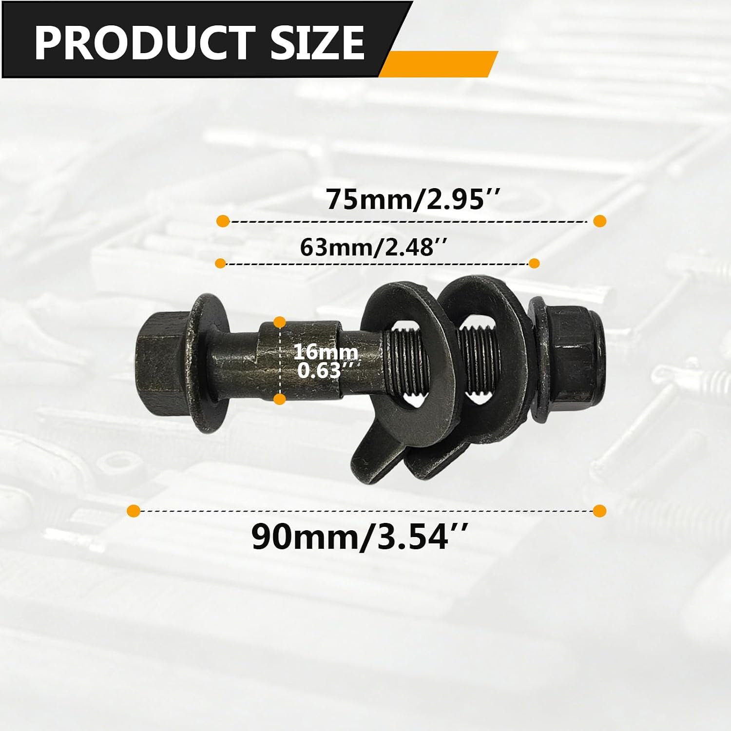 81280 2PCS 16mm Adjustable Camber Correction Alignment Bolt Kit, Compatible with Buick, Cadillac, Chevrolet, Ford, Honda Front Wheel Cam Tool Bolts