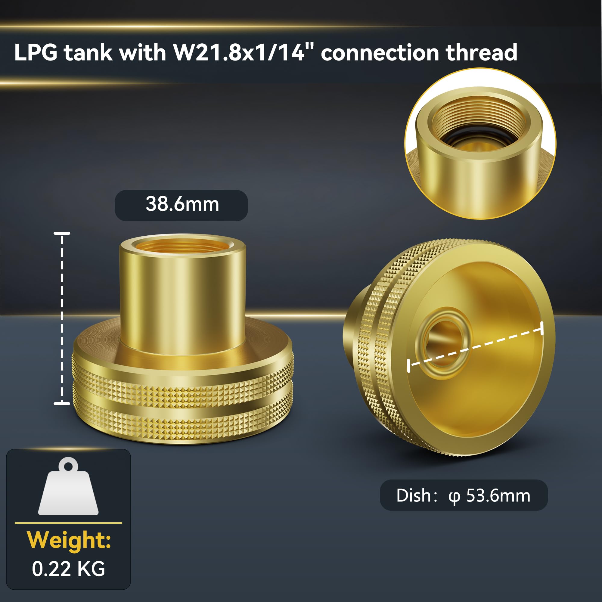 Adattatore per bombole di gas GPL per bottiglie di gas di riempimento, adattatore GPL in ottone per bombole di gas da 21,8 mm, adattatore bombola di gas per Francia, Italia, Germania orientale