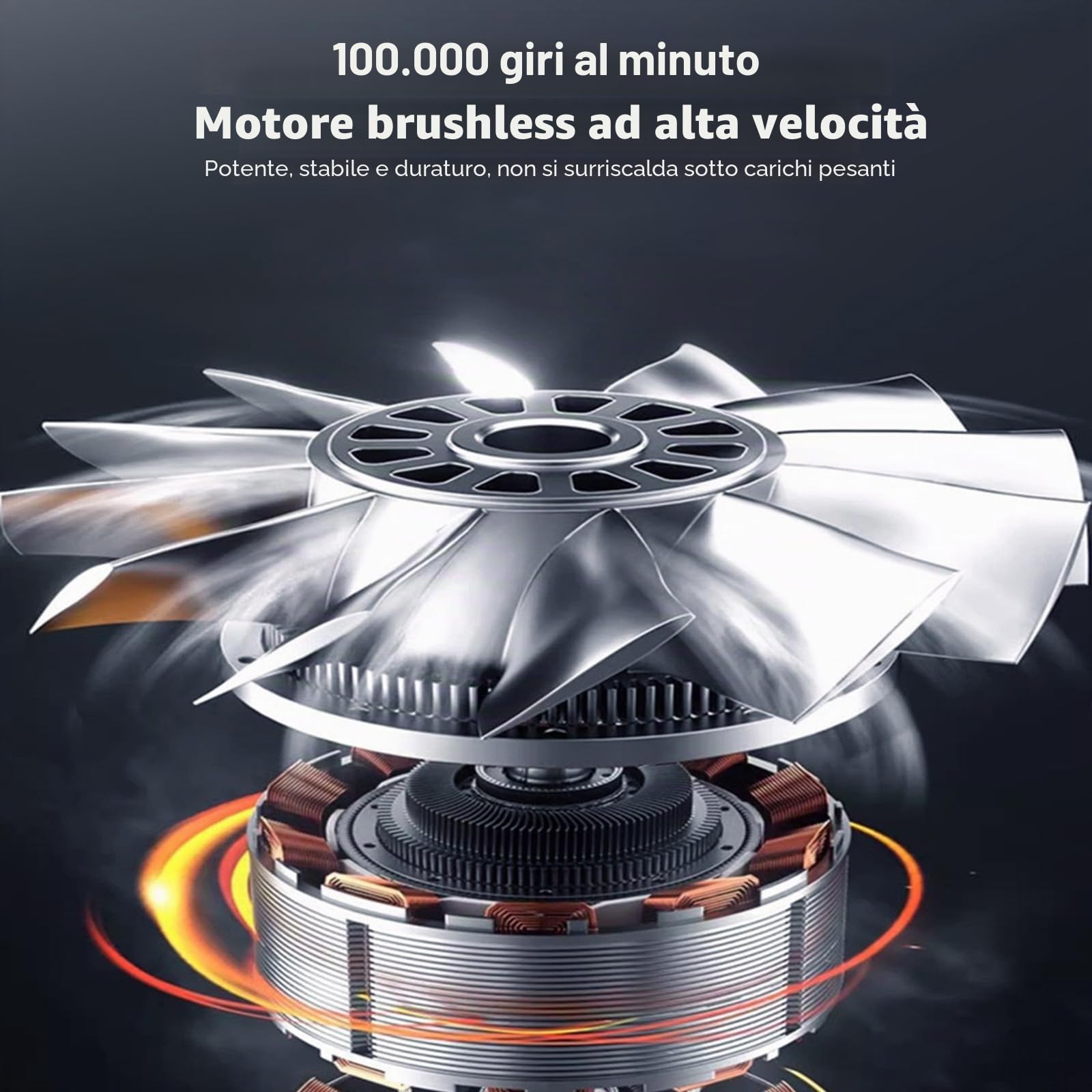 Soffiatore Professionale Regolabile a 5 Velocità 100000 RPM con Motore Brushless Ergonomico Strumento di Pulizia ad Aria Elettrica con Velocità Regolabile