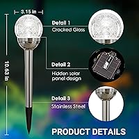 Vista 2 de Solpex - Luces solares de jardín para exteriores, paquete de 3 unidades, multicolor, cambio de color y blanco, 2 modos, bola de vidrio alimentada