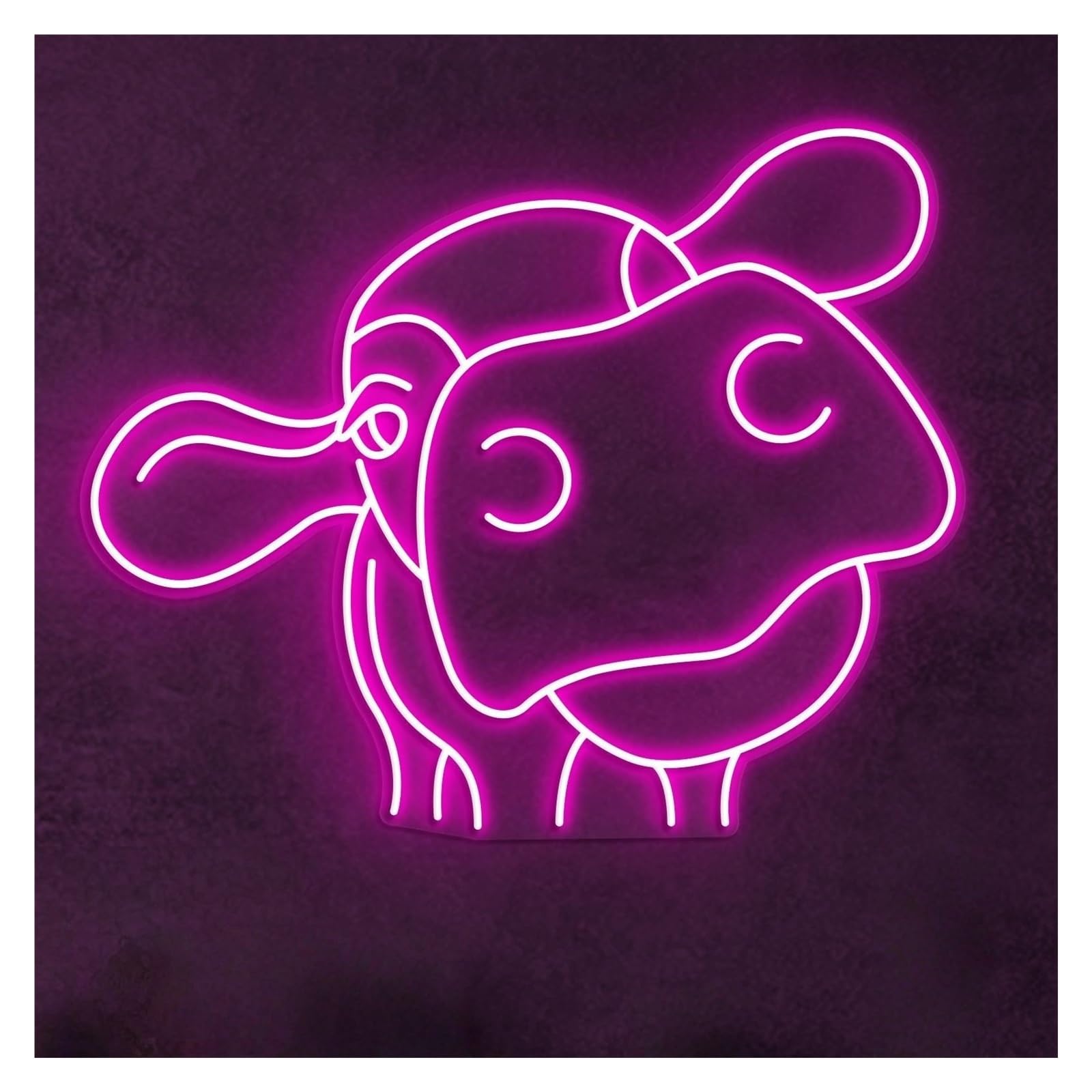 RONGCH Hanging Art Neon Signs Cow Head Neon Sign, Suitable for Farmhouse Home Decor with Brightness Adjustable 43cm(F)