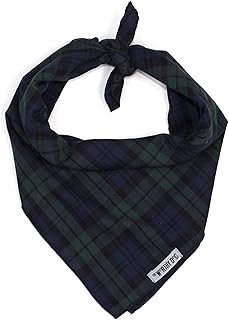 The Worthy Dog Plaid Classic Square Tie-On Bandana, Comfortable Cotton Fabric, Cute, Durable Accessories for Dogs, Fits Small Size Dogs, Black