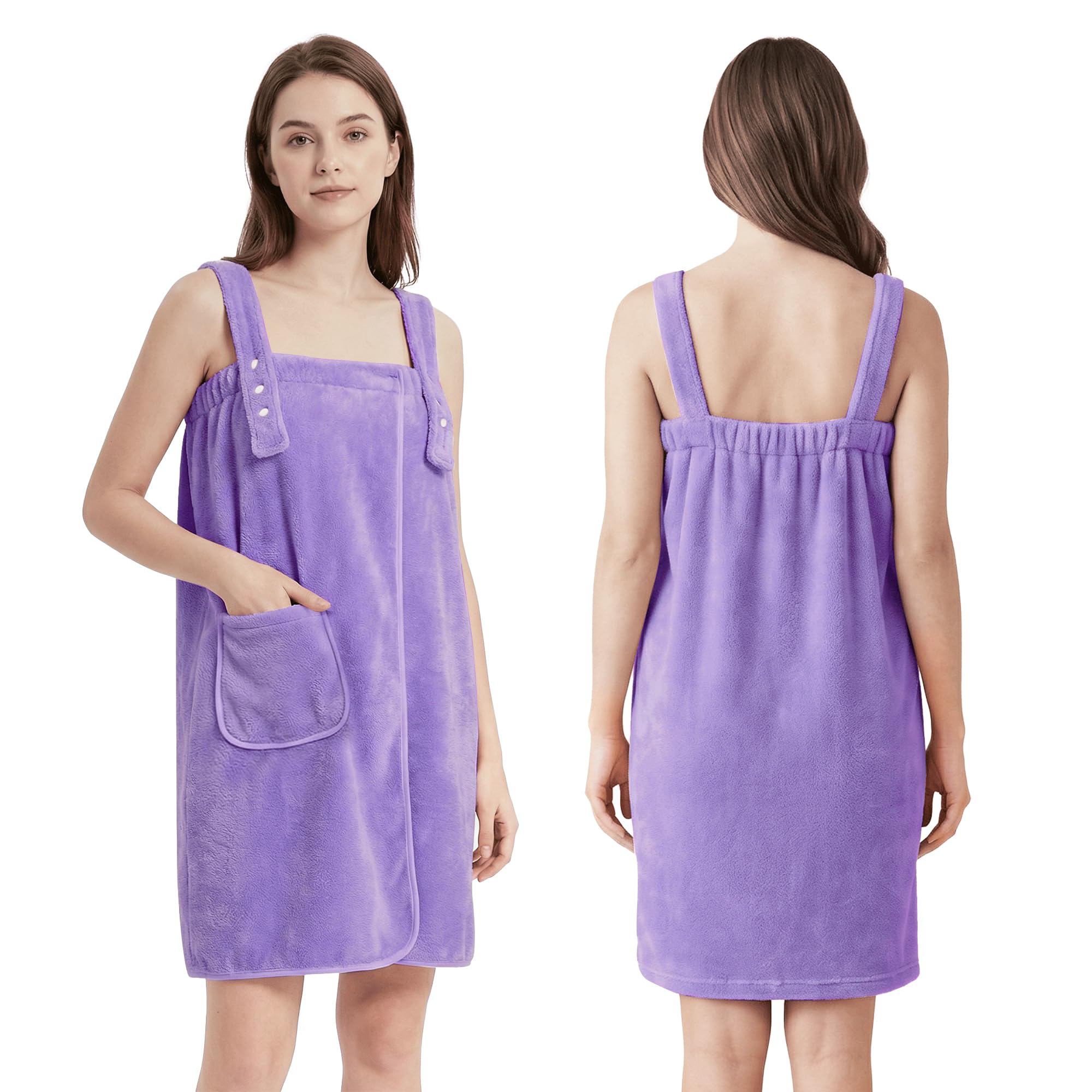 Towel Robe for Women with Straps - Lightweight Absorbent Cozy Bath Wraps for Women After Shower Including Plus