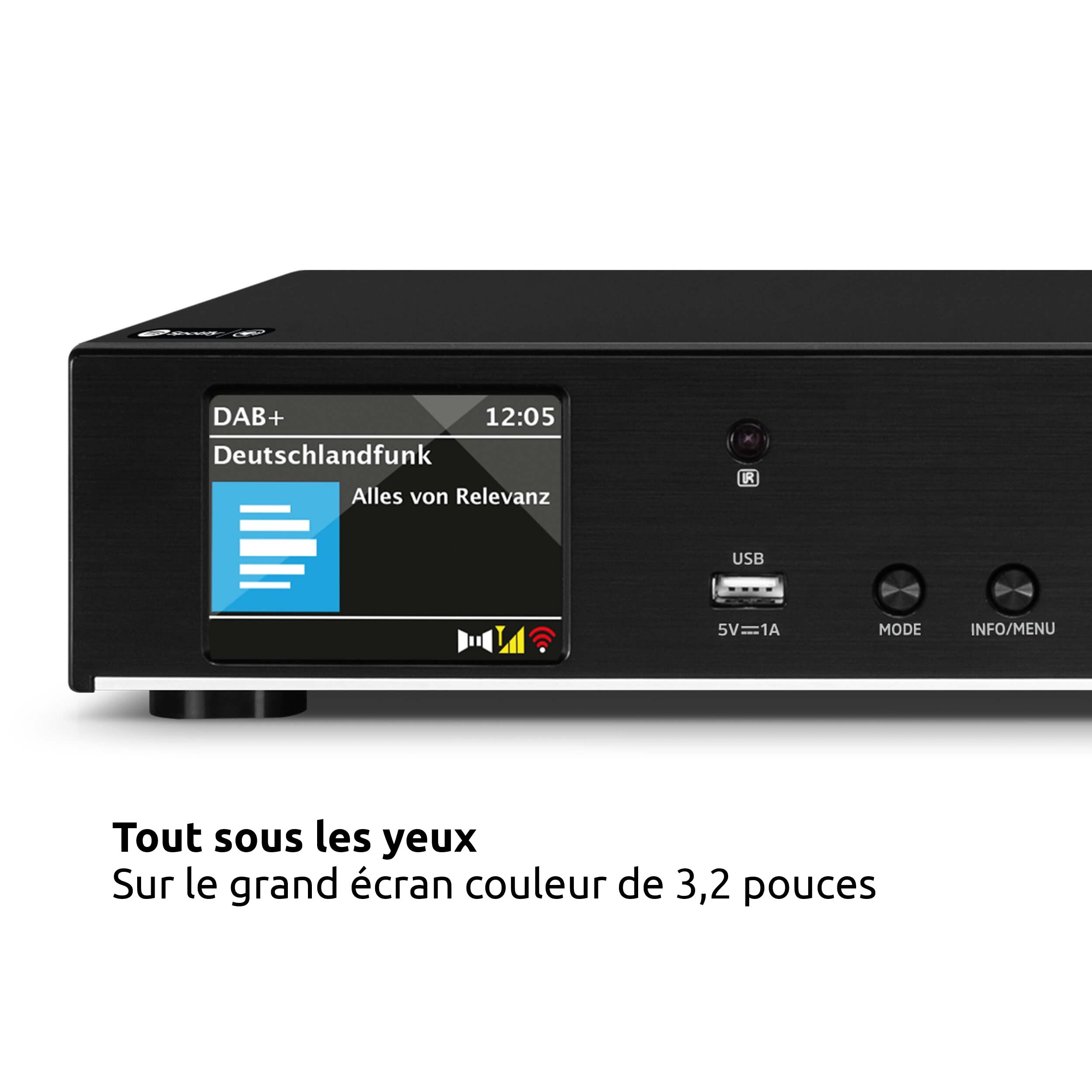 TechniSat DIGITRADIO 143 (V3) - Tuner HiFi Internetradio (Radio numérique Dab+, Streaming Audio Bluetooth, Spotify Connect, antenne Filaire, télécommande, Largeur 43,5 cm) Noir