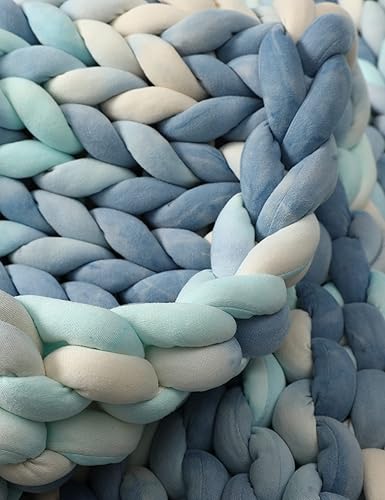 Miniatura 4 de YnM Manta de punto con peso, hecha a mano, manta con peso de punto grueso para dormir o decoración del hogar (azul claro, teñido anudado, 80 x 87