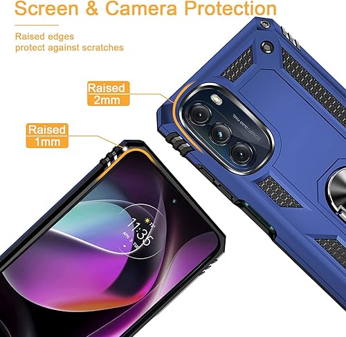 Miniatura 4 de Muntinfe Funda para Motorola Moto G 5G 2022 con 2 protectores de pantalla de vidrio templado armadura de grado militar a prueba de golpes con anillo