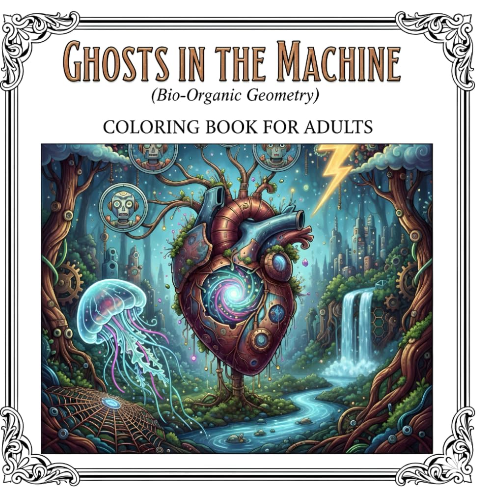 "Ghosts in the Machine" (Bio-Organic Geometry).: Coloring Book for Adults | Stress Relief & Relaxation | Adults Activities