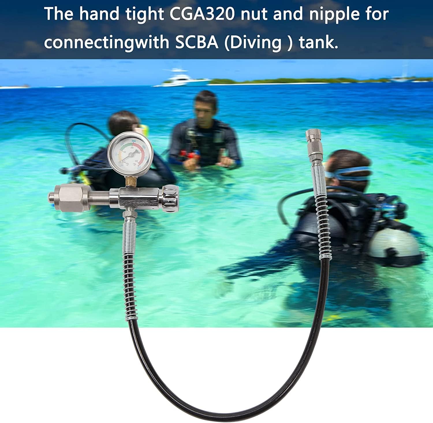 TBVECHI 4500PSI Tank Paintball SCBA Fill Adapter Station Charging Adapter Adaptor Scuba Tank Fill Station Pcp Paintball Fill Adapter with 60cm Microbore Hose Diving Cylinder Inflation Valve