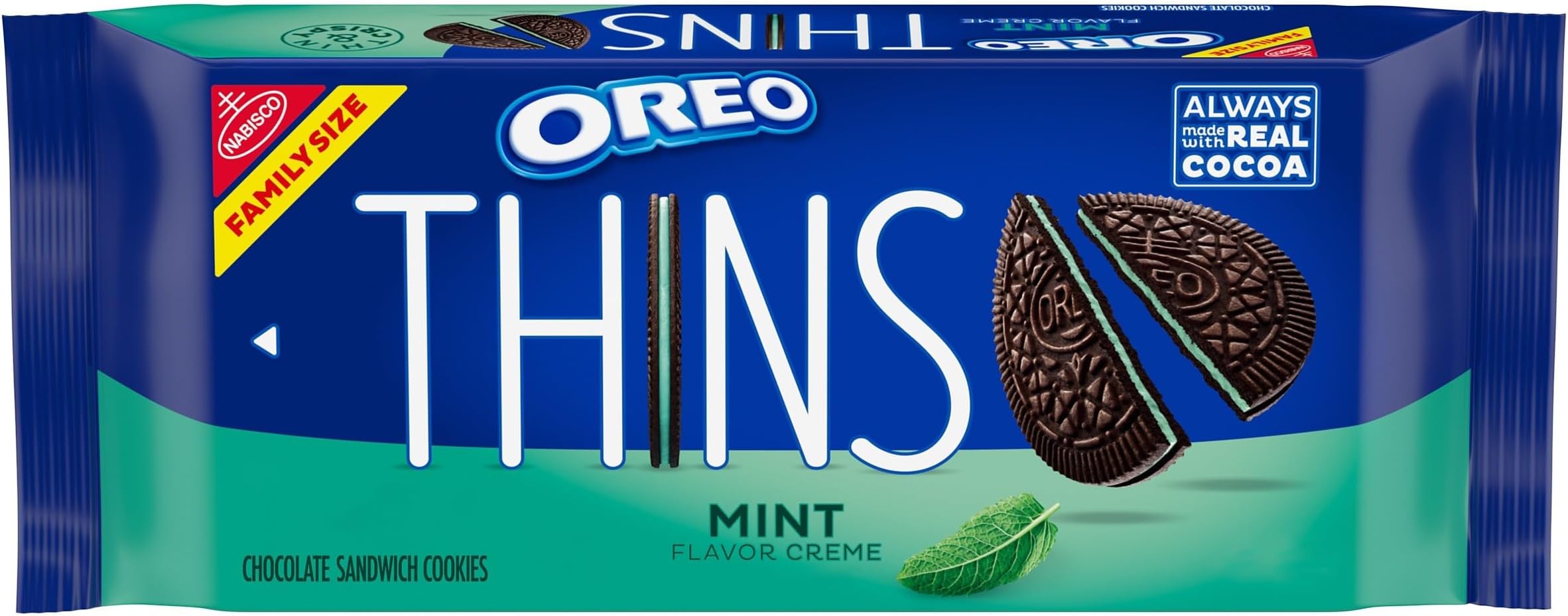 Thins Mint Creme Chocolate Sandwich Cookies, Family Size, 11.78 oz
