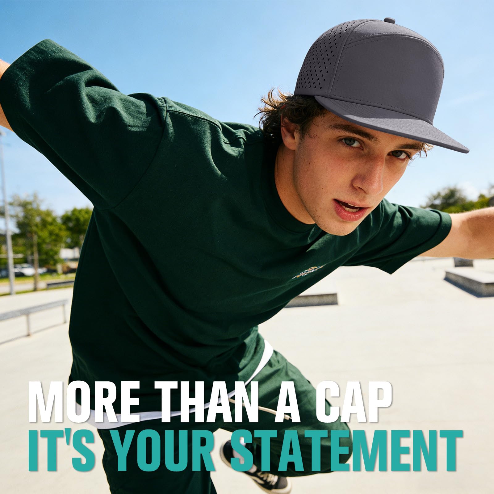 AOPREL Gorra de béisbol de ala plana ajustable para hombre, gorra de malla de camionero, gorra de rendimiento para hip hop, deporte, entrenamiento, gris oscuro