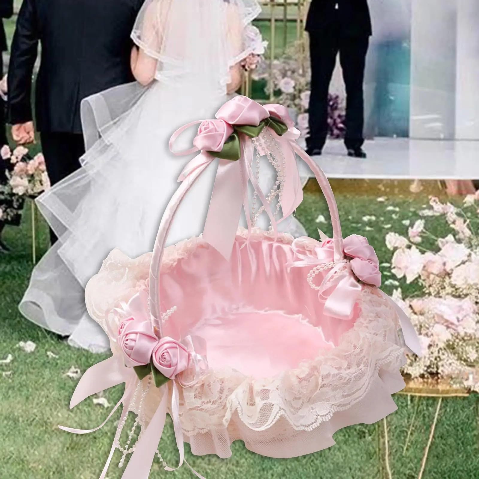 Blumenkörbchen Hochzeit 2 Stück Hochzeits-Blumenkorb, Handkorb, Spitzenkörbe