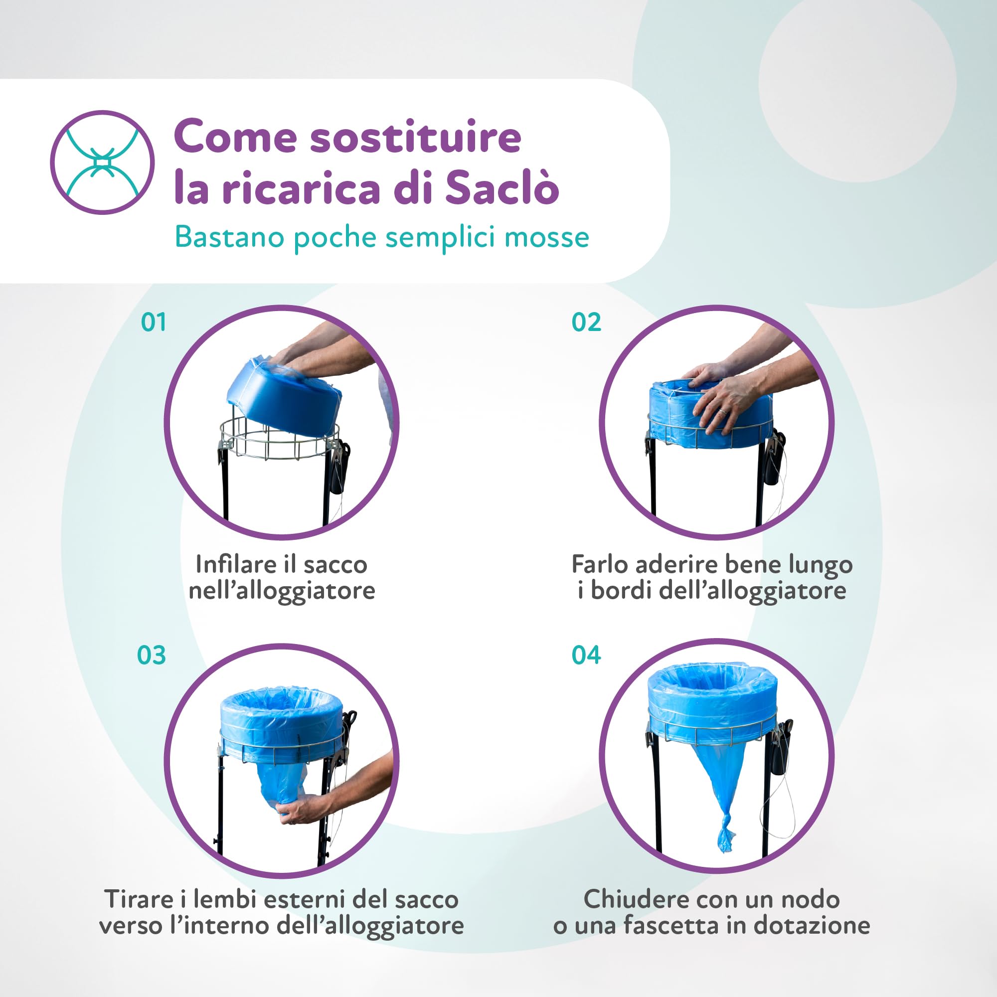 Ricarica Sacco Senza Fine 60 Metri, Compatibile con Cesti Roller Mini e Roller Mini Flex, Spessore 20 Micron BIODEGRADABILE